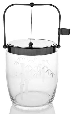 Bamboo (Smooth Straight Stem) Ice Bucket & Hinged Lid No Tongs
