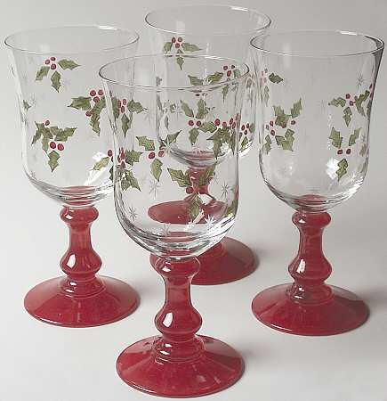 Holly Berry Red Water Goblet - Set of 4