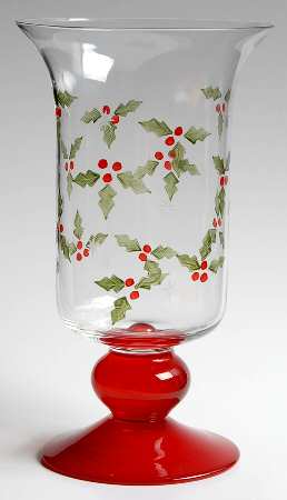 Holly Berry Red Footed Candle Lamp (Holds Pillar)
