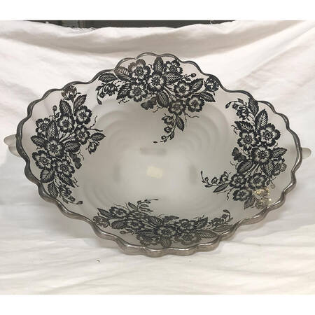 Blossom Time 9" Oval 4-Toed Handled Bowl