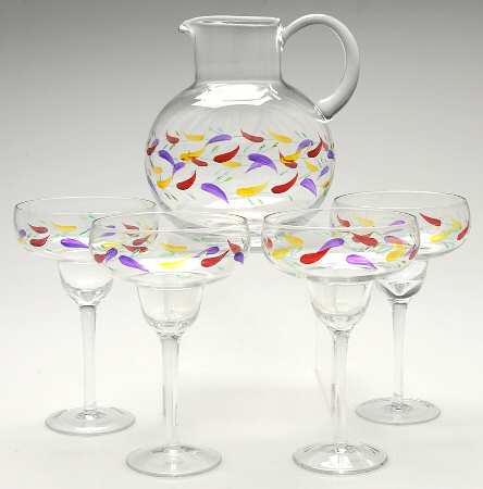 Chili Peppers Margarita Set (Pitcher 64oz & 4 Margarita Glasses)