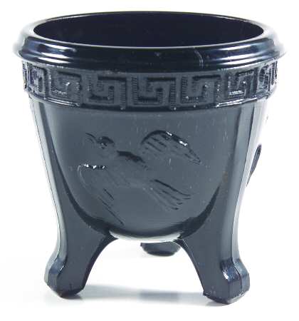 Greek Key Black 3" 3-Toed Footed Bowl