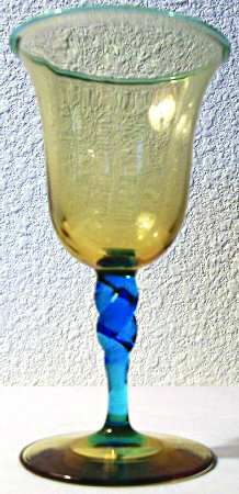 2361 Amber & Blue Wine Glass