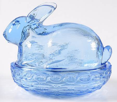 Animals & Figurines Bunnie W/Lid-Ice Blue