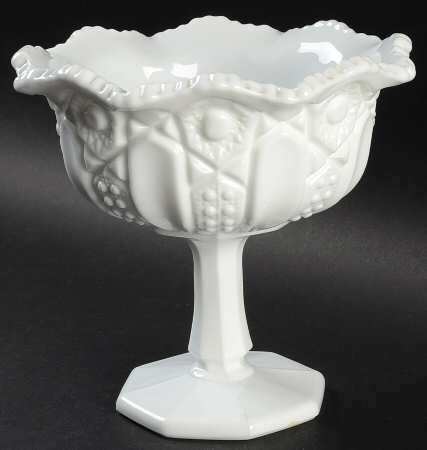 317 Milk Glass Round Compote (Height X Width)
