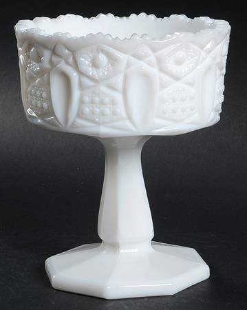 317 Milk Glass Round Compote (Height X Width)