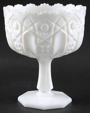 317 Milk Glass Round Compote (Height X Width)