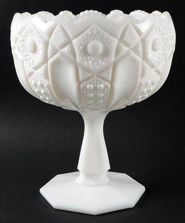 317 Milk Glass Round Compote (Height X Width)