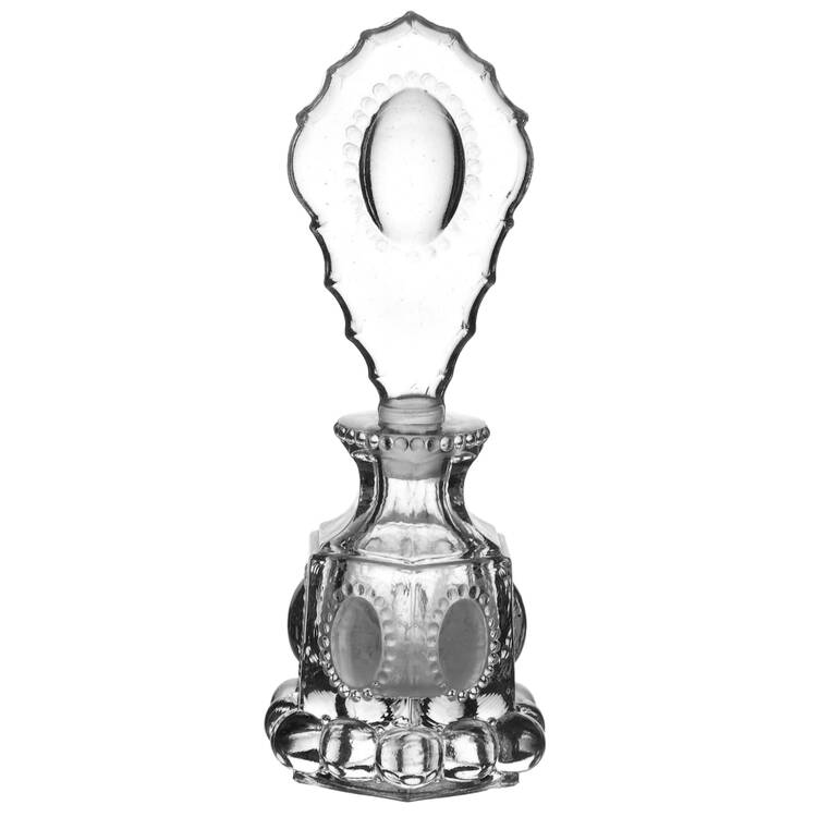 Beaded Medallion Clear Cologne Bottle & Stopper
