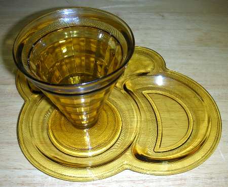 Homestead Amber Snack Plate and Tumbler Set by Smith Glass 