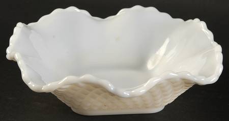 Diamond Milk Glass 6" Square Bowl