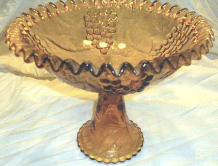 Vintage Amber Crimped Tall Compote