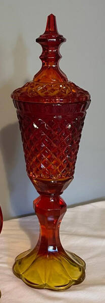 Old English Hobnail-Amberina (Flame) by Smith Glass 