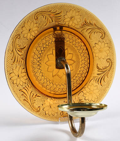Sandwich Amber (Collection) Glass&Metal Base for Candle/Wall Sconce No Votive
