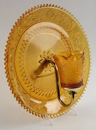 Sandwich Amber (Collection) Candle/Wall Sconce (8" Oval Tray & Candle Votive)