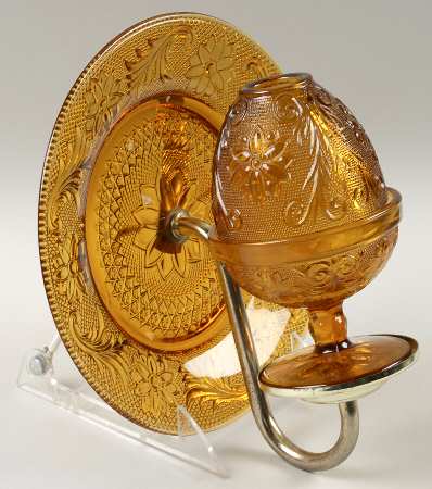 Sandwich Amber (Collection) Candle/Wall Sconce (Luncheon Plate & Fairy Lamp)