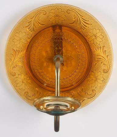 Sandwich Amber (Collection) Candle/Wall Sconce-Glass &Metal Base-No Fairy Lamp