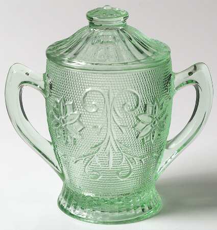 Sandwich Light Green (Chantilly Green) Sugar Bowl & Lid