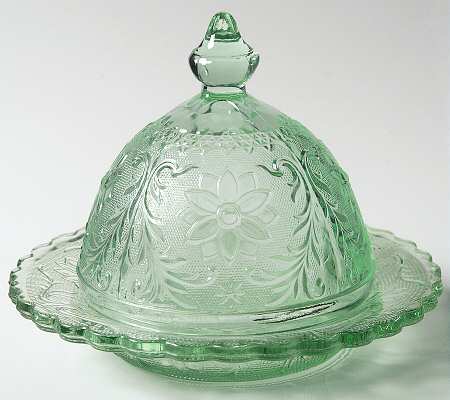 Sandwich Light Green (Chantilly Green) Round Covered Butter by Tiara