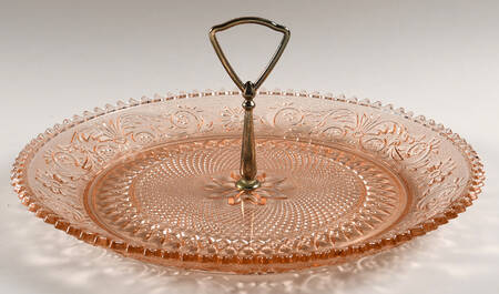 Sandwich Peach (Pink)(Collection) 12" Tray with Center Metal Handle