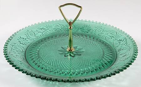 Sandwich Spruce Green(Collection) 12" Tray with Center Metal Handle