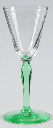14187 Green Spiral Optic Cordial Glass