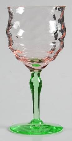 15012 (Pink Bowl, Green Stem) Wine Glass