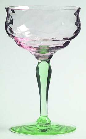 15012 (Pink Bowl, Green Stem) Champagne/Tall Sherbet