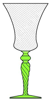 15022 (Swirl Opt Clr Bowl, Greenstem) by Tiffin-Franciscan