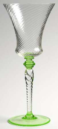 15022 (Spiral Optic Clear Bowl, Green Base) by Tiffin-Franciscan