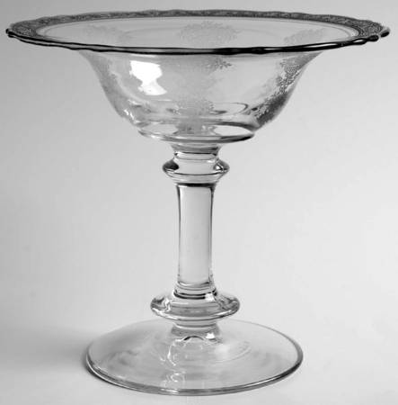 Athens Diana Clear (Platinum Encrusted) Round Compote (Height X Width)