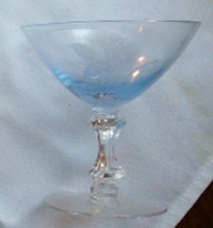 Blue Seranada Engraved Champagne/Tall Sherbet