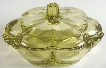 Canterbury Citron 3-Part Candy Dish with Lid