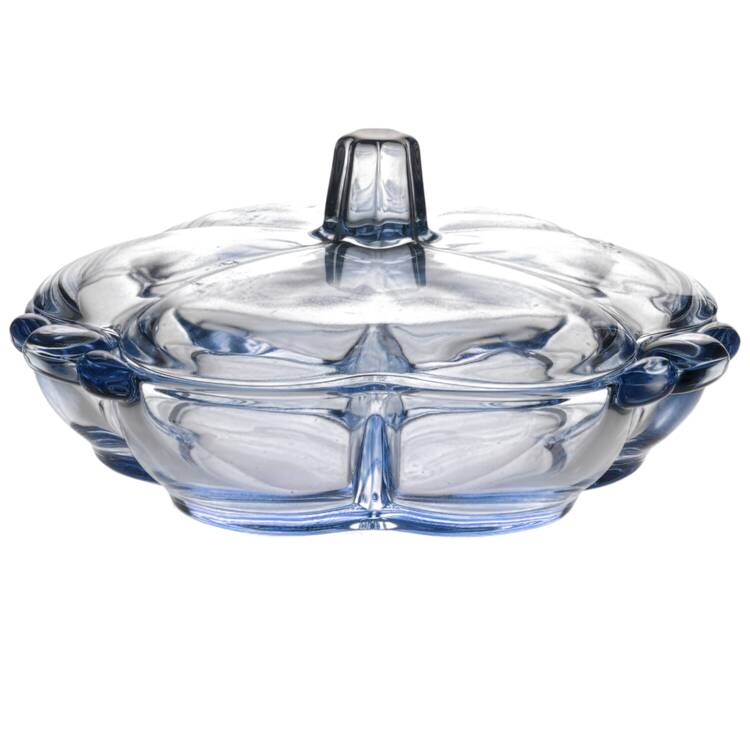 Canterbury Light Blue 3-Part Candy Dish with Lid