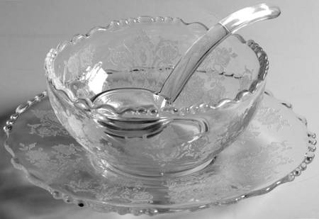 Cherokee Rose Mayonnaise Bowl, Underplate and Ladle