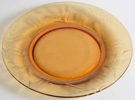 Cut 405 Amber and Clear Luncheon Plate