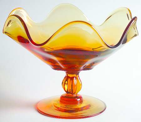 Desert Red (Amber, Heavy Crystal) Round Compote (Height X Width)