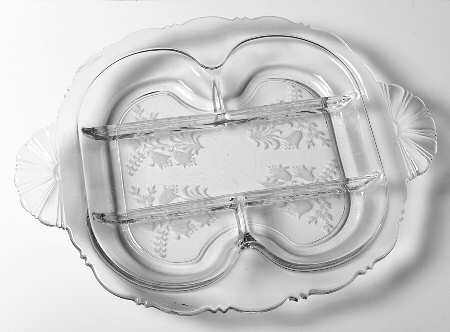 Fuchsia (Etched) 12" Oval 5 Part Relish