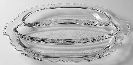 Fuchsia (Etched) 12" Oval 3 Part Celery/Relish