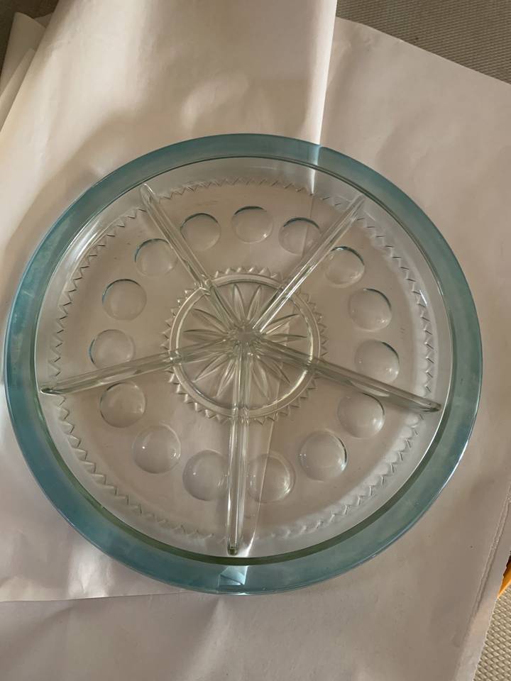 King's Crown-Blue Flashed (Top Only) 13" Round 5 Part Relish