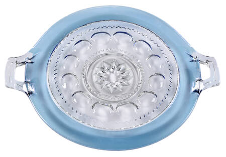 King's Crown-Blue Flashed (Top Only) 9" 2 Handled Plate