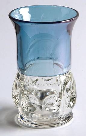 King's Crown-Blue Flashed (Top Only) Flat Juice Glass