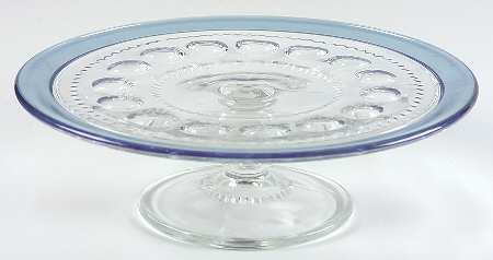 King's Crown-Blue Flashed (Top Only) 9" Diameter Pedestal Cake Stand