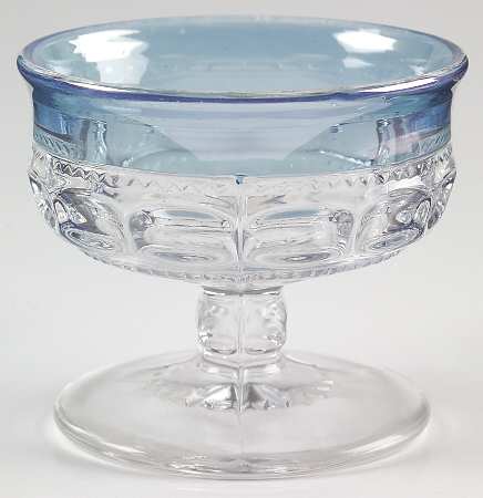 King's Crown-Blue Flashed (Top Only) Champagne/Tall Sherbet