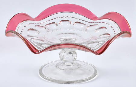 King's Crown-Cranberry Flashed (Top Only) Round Compote (Height X Width)
