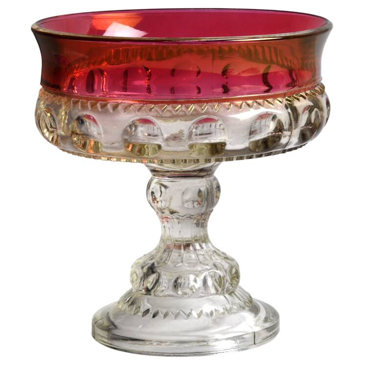 King's Crown-Cranberry Flashed (Top Only) Compote No Lid
