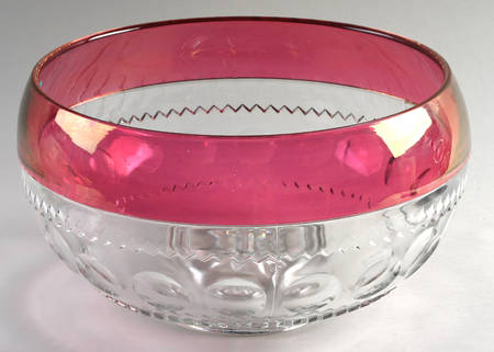 King's Crown-Ruby Flashed (Top Only) Cupped Punch Bowl