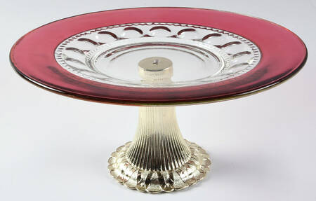 King's Crown-Ruby Flashed (Top Only) Metal Pedestal Cake Stand HC