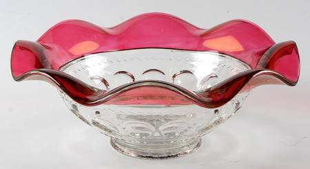 King's Crown-Ruby Flashed (Top Only) Crimped Bowl