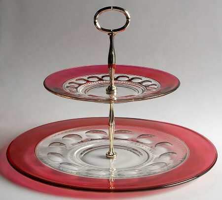 King's Crown-Ruby Flashed (Top Only) 2 Tier Serving Tray HC